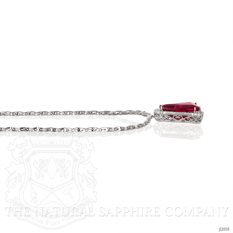 14.00 Ct. Pink Tourmaline and Natural Diamond Pave Necklace, 18K White Gold