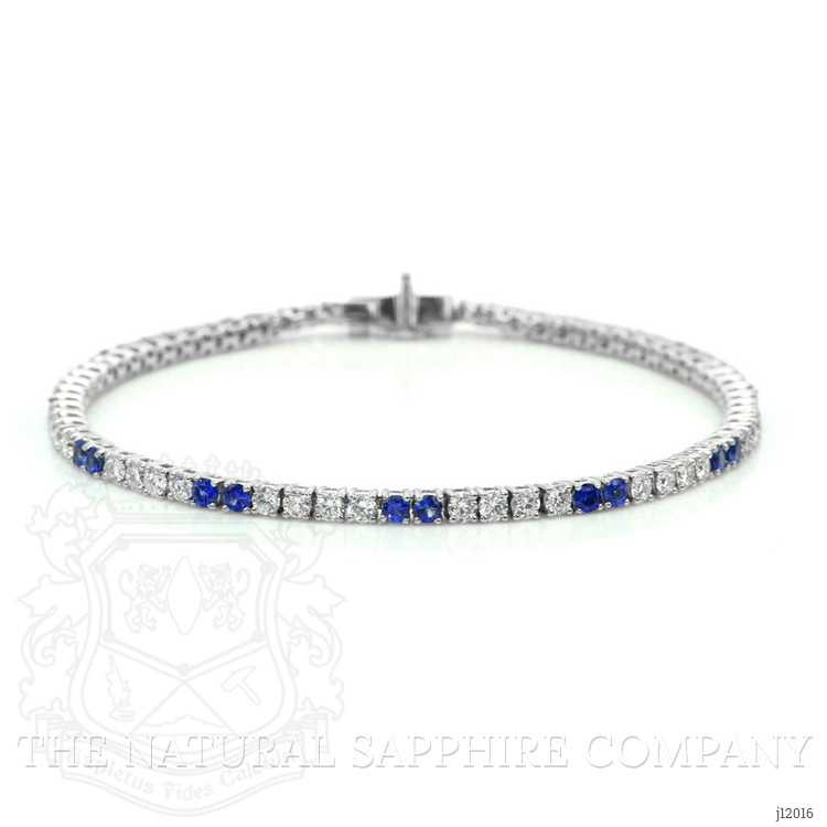 5.06 Ct.Tw. Natural Diamond and Blue Sapphire Tennis/Line Bracelet, 18K White Gold