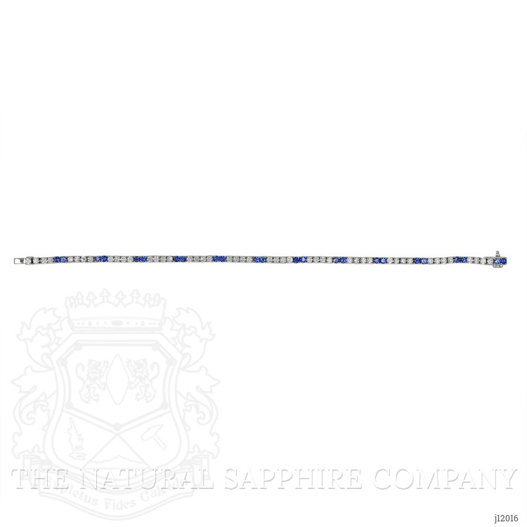 5.06 Ct.Tw. Natural Diamond and Blue Sapphire Tennis/Line Bracelet, 18K White Gold