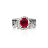 1.43 Ct. Ruby and Natural Diamond Pave Ring, 18K White Gold Video
