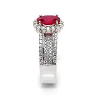 1.43 Ct. Ruby and Natural Diamond Pave Ring, 18K White Gold Image