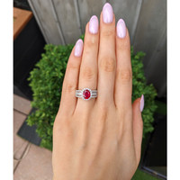 1.43 Ct. Ruby and Natural Diamond Pave Ring, 18K White Gold Life Style