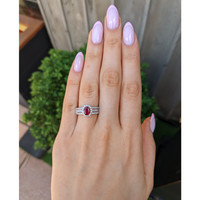 0.95 Ct. Ruby and Natural Diamond Pave Ring, 18K White Gold Life Style
