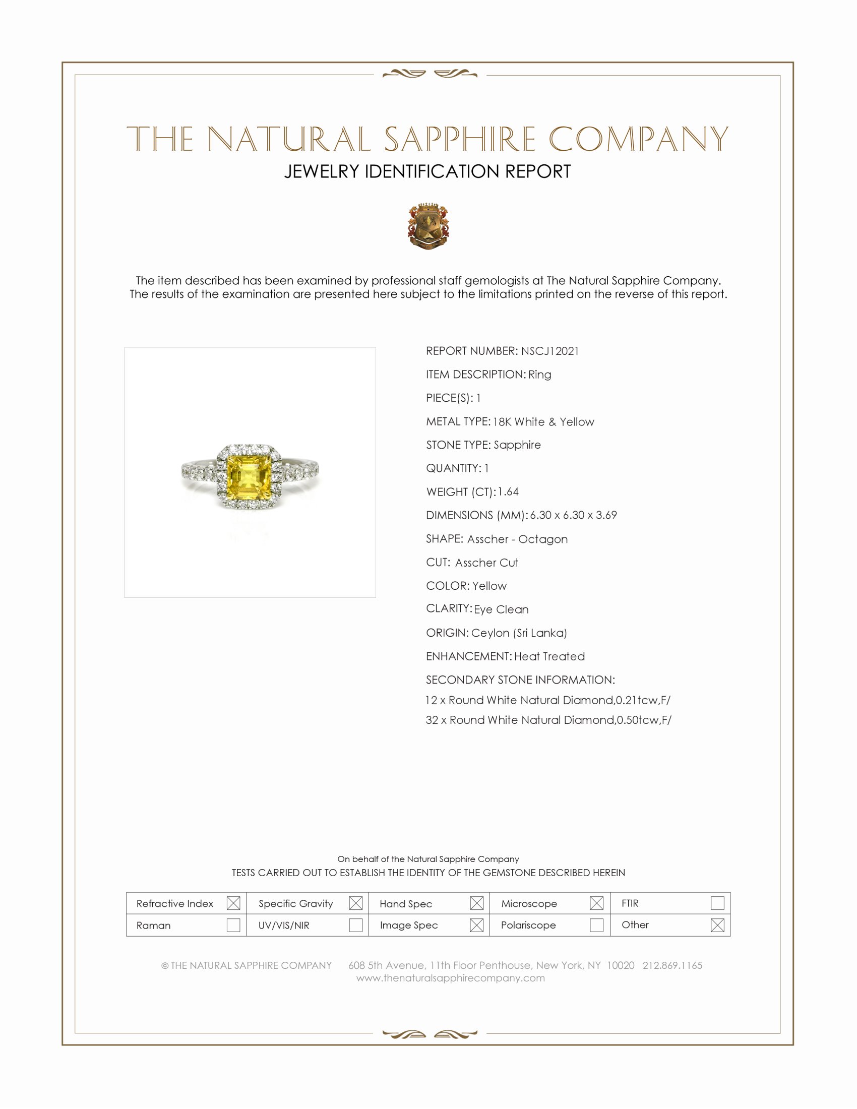 1.64 Ct. Yellow Sapphire and Natural Diamond Pave Ring, 18K White & Yellow