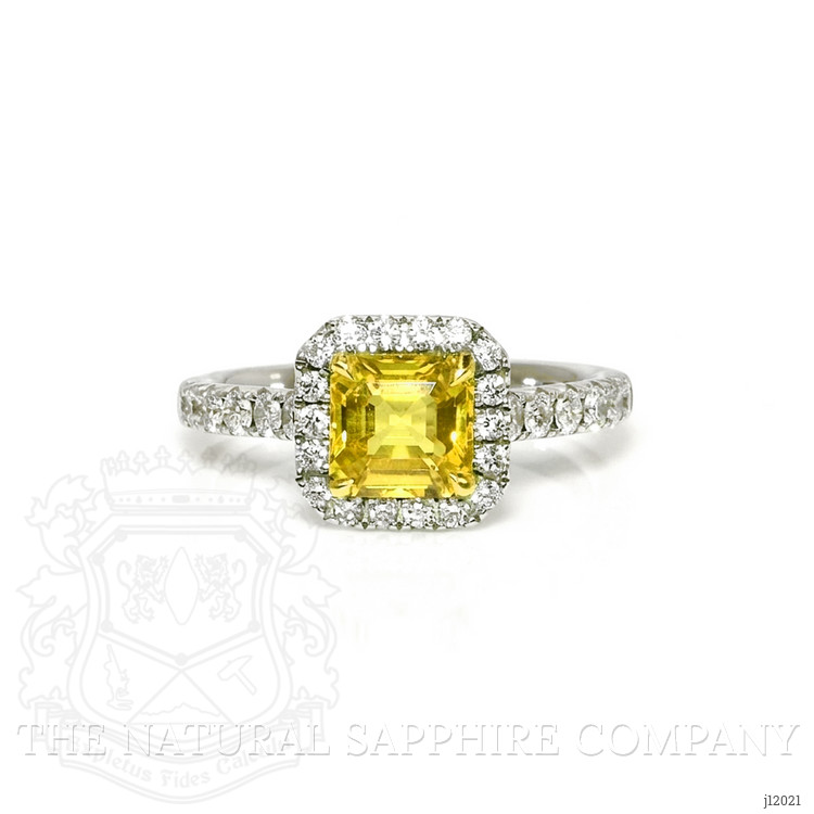 1.64 Ct. Yellow Sapphire and Natural Diamond Pave Ring, 18K White & Yellow