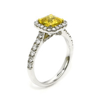 1.64 Ct. Yellow Sapphire and Natural Diamond Pave Ring, 18K White & Yellow Image