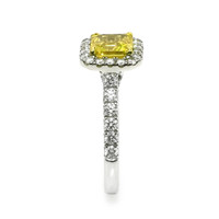 1.64 Ct. Yellow Sapphire and Natural Diamond Pave Ring, 18K White & Yellow Image