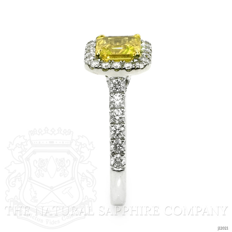 1.64 Ct. Yellow Sapphire and Natural Diamond Pave Ring, 18K White & Yellow