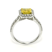1.64 Ct. Yellow Sapphire and Natural Diamond Pave Ring, 18K White & Yellow Image