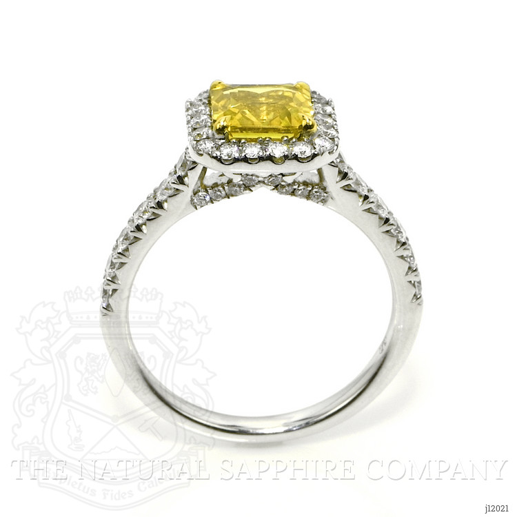 1.64 Ct. Yellow Sapphire and Natural Diamond Pave Ring, 18K White & Yellow