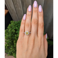 1.64 Ct. Yellow Sapphire and Natural Diamond Pave Ring, 18K White & Yellow Life Style