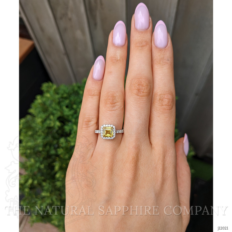 1.64 Ct. Yellow Sapphire and Natural Diamond Pave Ring, 18K White & Yellow