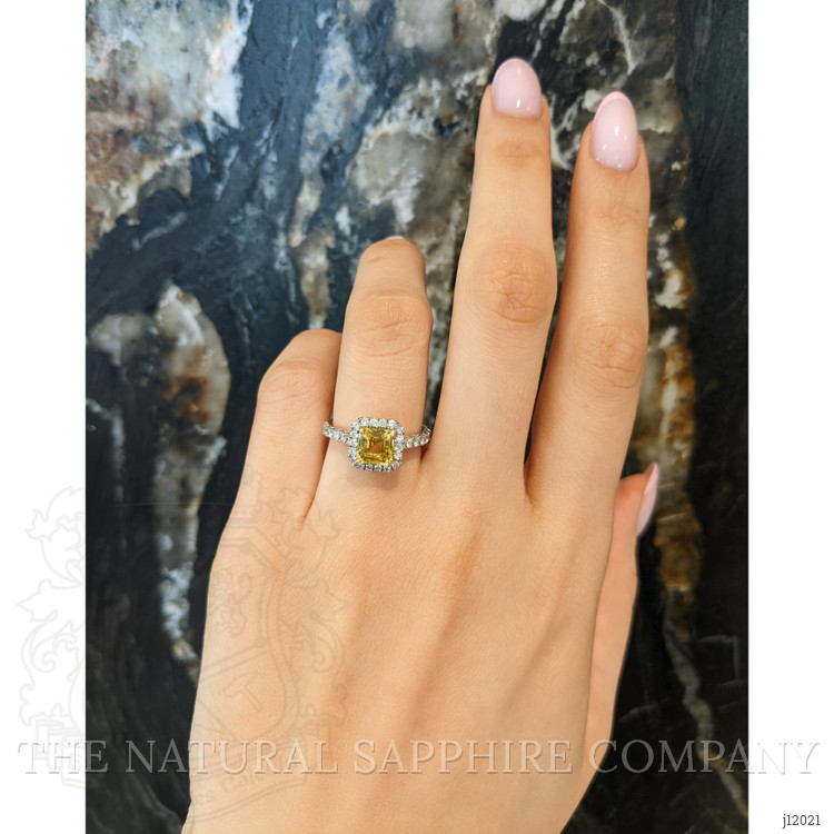 1.64 Ct. Yellow Sapphire and Natural Diamond Pave Ring, 18K White & Yellow