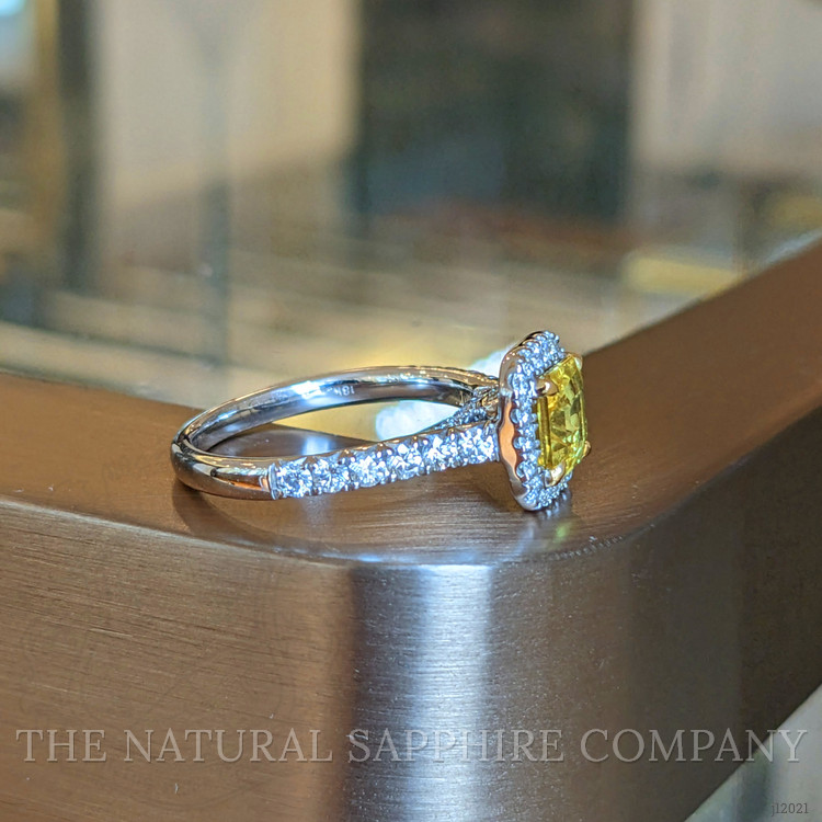 1.64 Ct. Yellow Sapphire and Natural Diamond Pave Ring, 18K White & Yellow