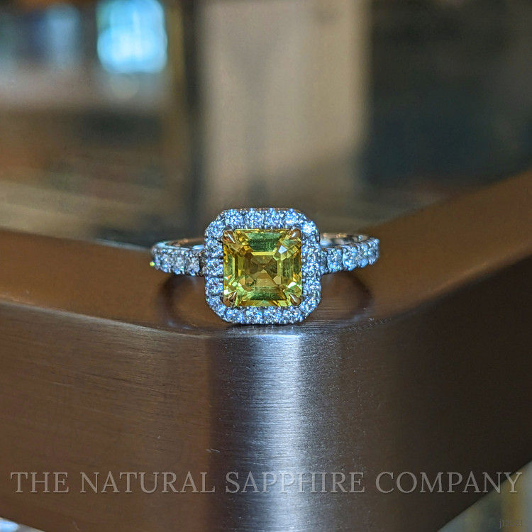 1.64 Ct. Yellow Sapphire and Natural Diamond Pave Ring, 18K White & Yellow