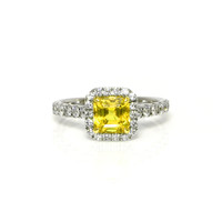 1.73 Ct. Yellow Sapphire and Natural Diamond Pave Ring, 18K White & Yellow Video