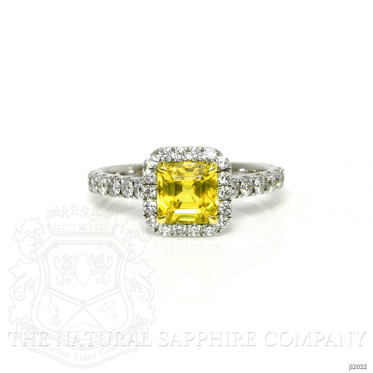 1.73 Ct. Yellow Sapphire and Natural Diamond Pave Ring, 18K White & Yellow