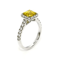 1.73 Ct. Yellow Sapphire and Natural Diamond Pave Ring, 18K White & Yellow Image