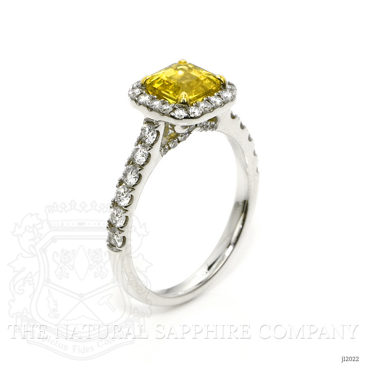 1.73 Ct. Yellow Sapphire and Natural Diamond Pave Ring, 18K White & Yellow