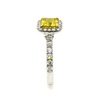 1.73 Ct. Yellow Sapphire and Natural Diamond Pave Ring, 18K White & Yellow Image