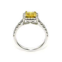 1.73 Ct. Yellow Sapphire and Natural Diamond Pave Ring, 18K White & Yellow Image