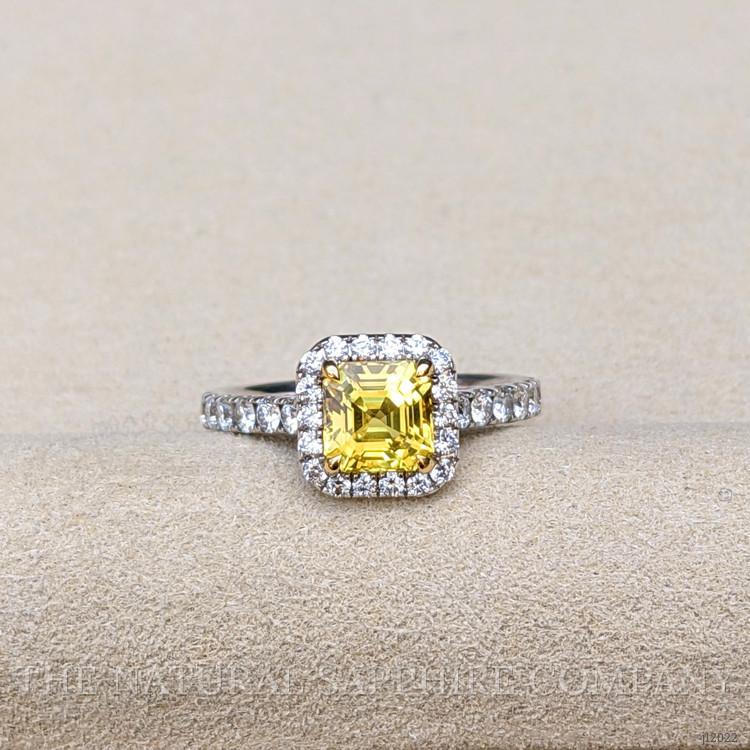 1.73 Ct. Yellow Sapphire and Natural Diamond Pave Ring, 18K White & Yellow