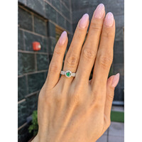 0.24 Ct. Emerald and Natural Diamond Pave Ring, 18K White Gold Life Style