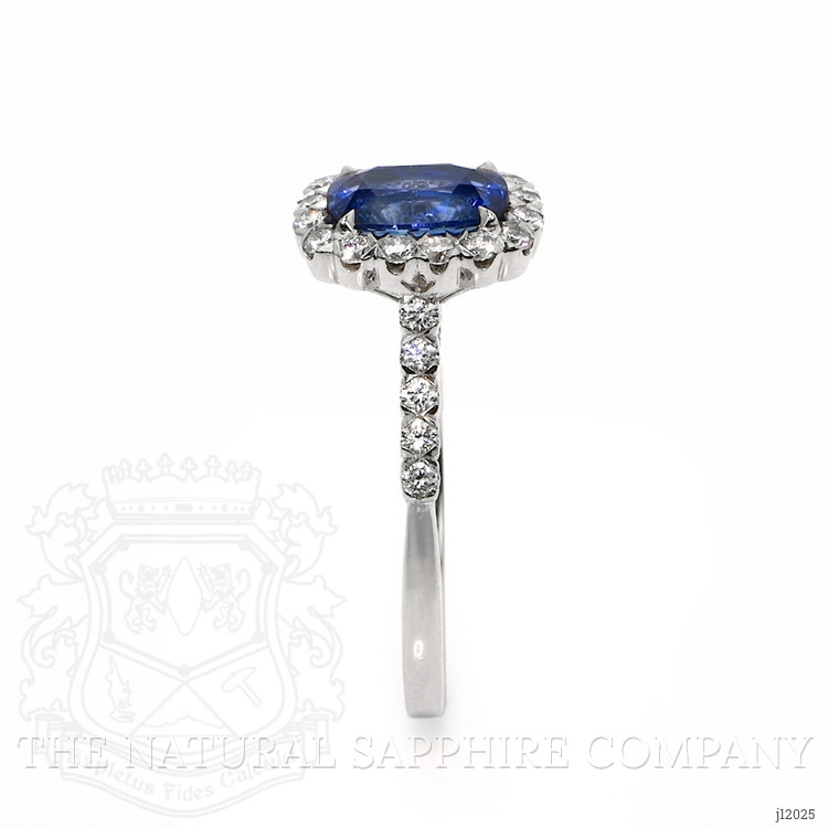 1.74 Ct. Blue Sapphire and Natural Diamond Pave Ring, 18K White Gold