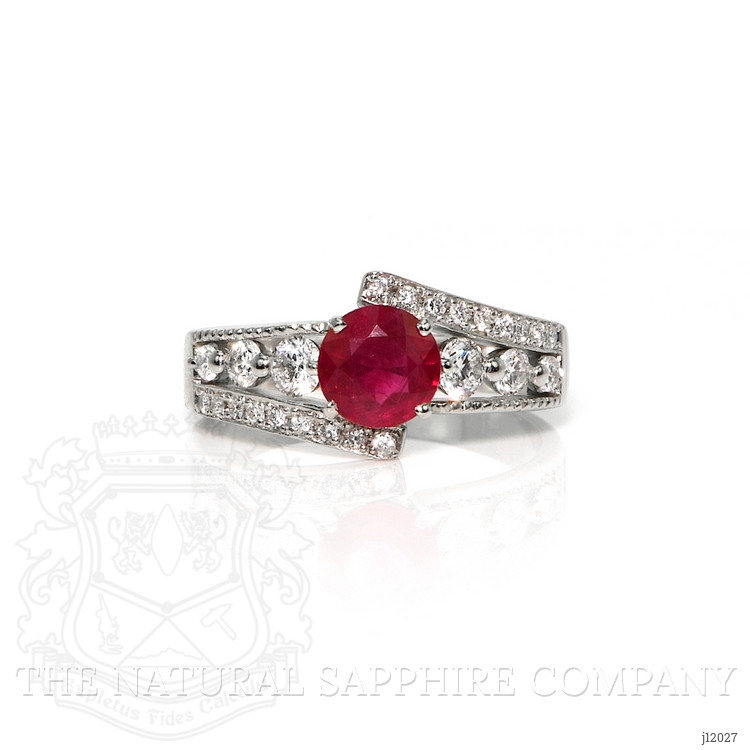 0.98 Ct. Ruby and Natural Diamond Pave Ring, Platinum 950