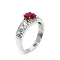 0.98 Ct. Ruby and Natural Diamond Pave Ring, Platinum 950 Image