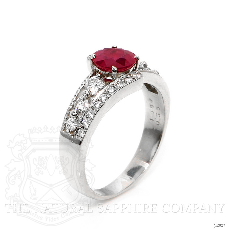 0.98 Ct. Ruby and Natural Diamond Pave Ring, Platinum 950