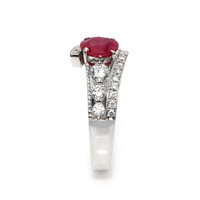 0.98 Ct. Ruby and Natural Diamond Pave Ring, Platinum 950 Image