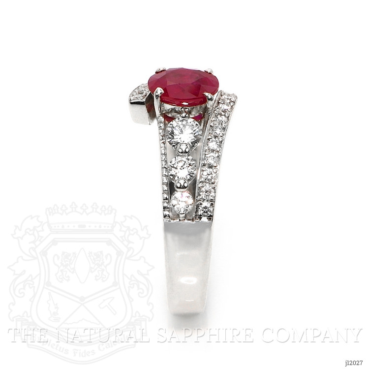 0.98 Ct. Ruby and Natural Diamond Pave Ring, Platinum 950