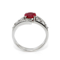 0.98 Ct. Ruby and Natural Diamond Pave Ring, Platinum 950 Image