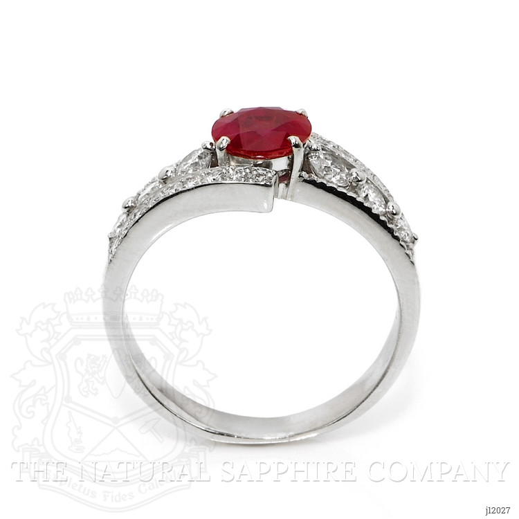 0.98 Ct. Ruby and Natural Diamond Pave Ring, Platinum 950