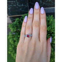 0.98 Ct. Ruby and Natural Diamond Pave Ring, Platinum 950 Life Style
