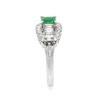 0.49 Ct. Emerald and Natural Diamond Pave Ring, Platinum 950 Image