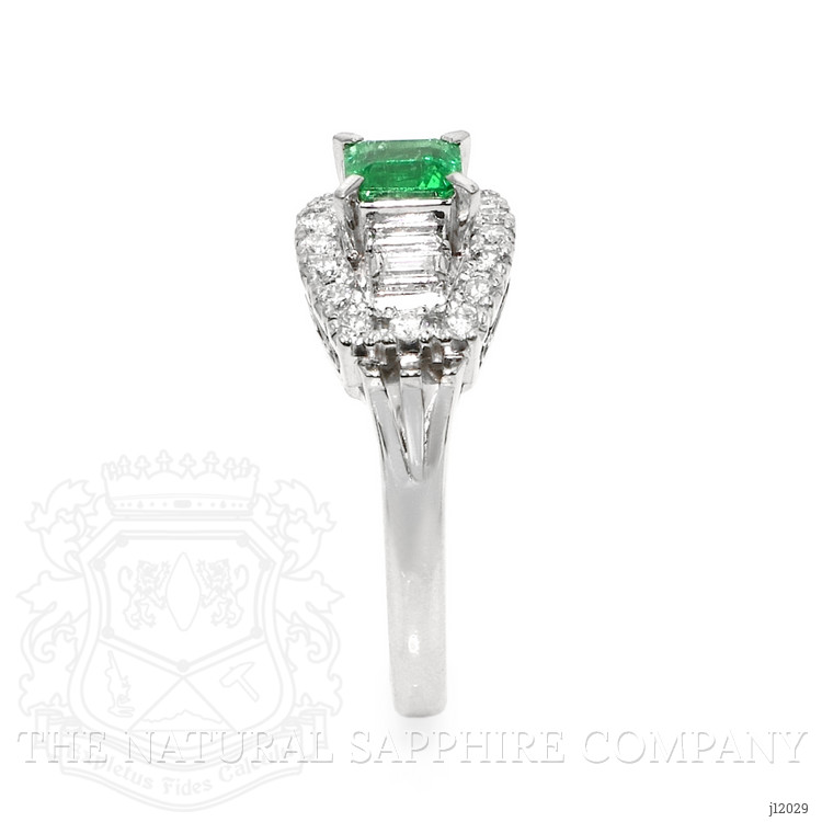 0.49 Ct. Emerald and Natural Diamond Pave Ring, Platinum 950