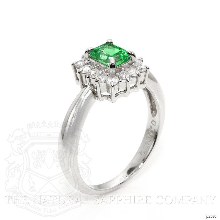 0.45 Ct. Emerald and Natural Diamond Pave Ring, Platinum 950