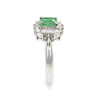 0.45 Ct. Emerald and Natural Diamond Pave Ring, Platinum 950 Image