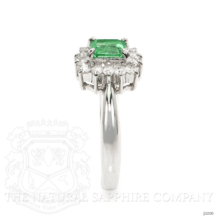 0.45 Ct. Emerald and Natural Diamond Pave Ring, Platinum 950
