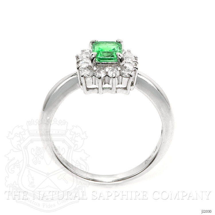 0.45 Ct. Emerald and Natural Diamond Pave Ring, Platinum 950