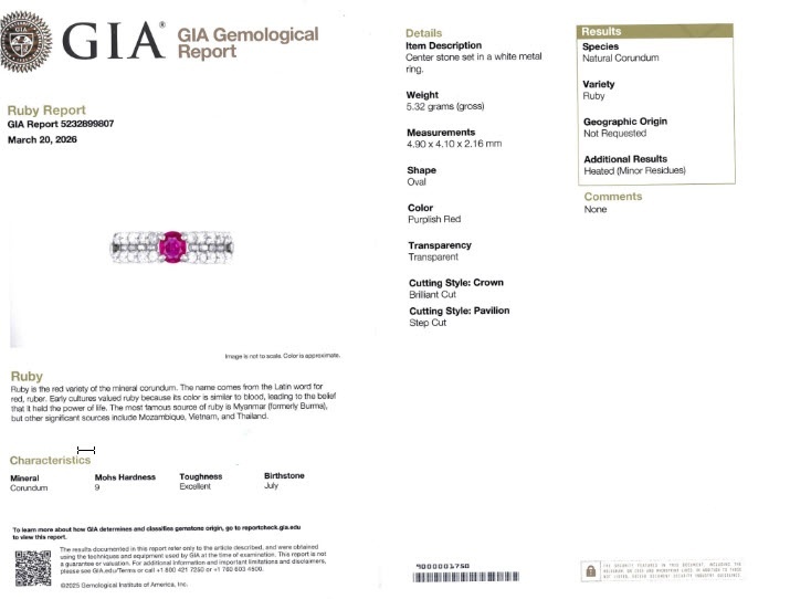 0.43 Ct. Purplish Red Ruby and Natural Diamond Pave Ring, Platinum 950