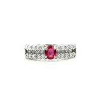 0.43 Ct. Purplish Red Ruby and Natural Diamond Pave Ring, Platinum 950 Video