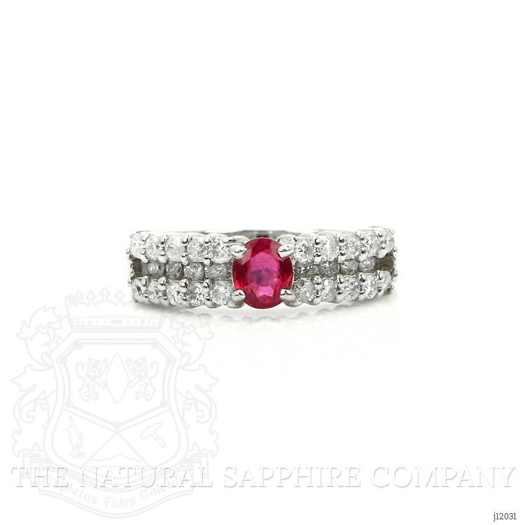 0.43 Ct. Purplish Red Ruby and Natural Diamond Pave Ring, Platinum 950
