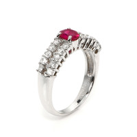 0.43 Ct. Purplish Red Ruby and Natural Diamond Pave Ring, Platinum 950 Image