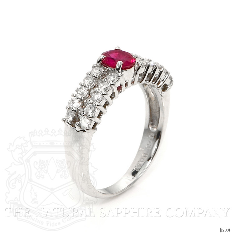 0.43 Ct. Purplish Red Ruby and Natural Diamond Pave Ring, Platinum 950