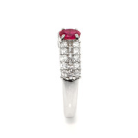 0.43 Ct. Purplish Red Ruby and Natural Diamond Pave Ring, Platinum 950 Image