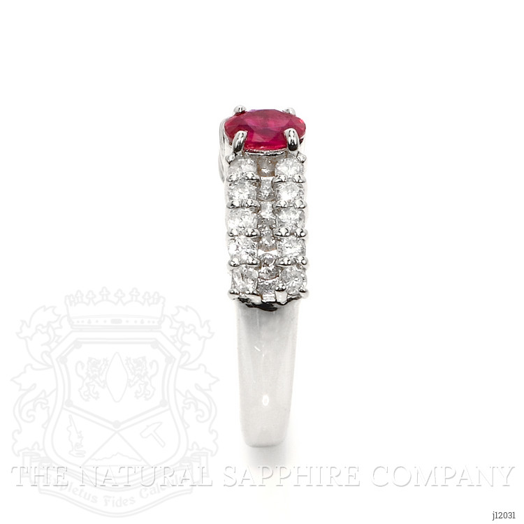 0.43 Ct. Purplish Red Ruby and Natural Diamond Pave Ring, Platinum 950
