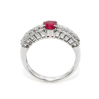 0.43 Ct. Purplish Red Ruby and Natural Diamond Pave Ring, Platinum 950 Image